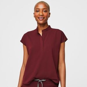 FIGS Rafaela Burgundy Scrub Top